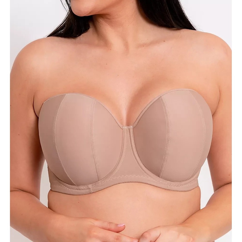Curvy Kate Women's 34L Bra Luxe Strapless Multiway Underwire Beige Lightly Lined